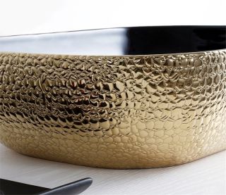 Раковина CeramaLux  D1302H022  черно-золотая 50 см